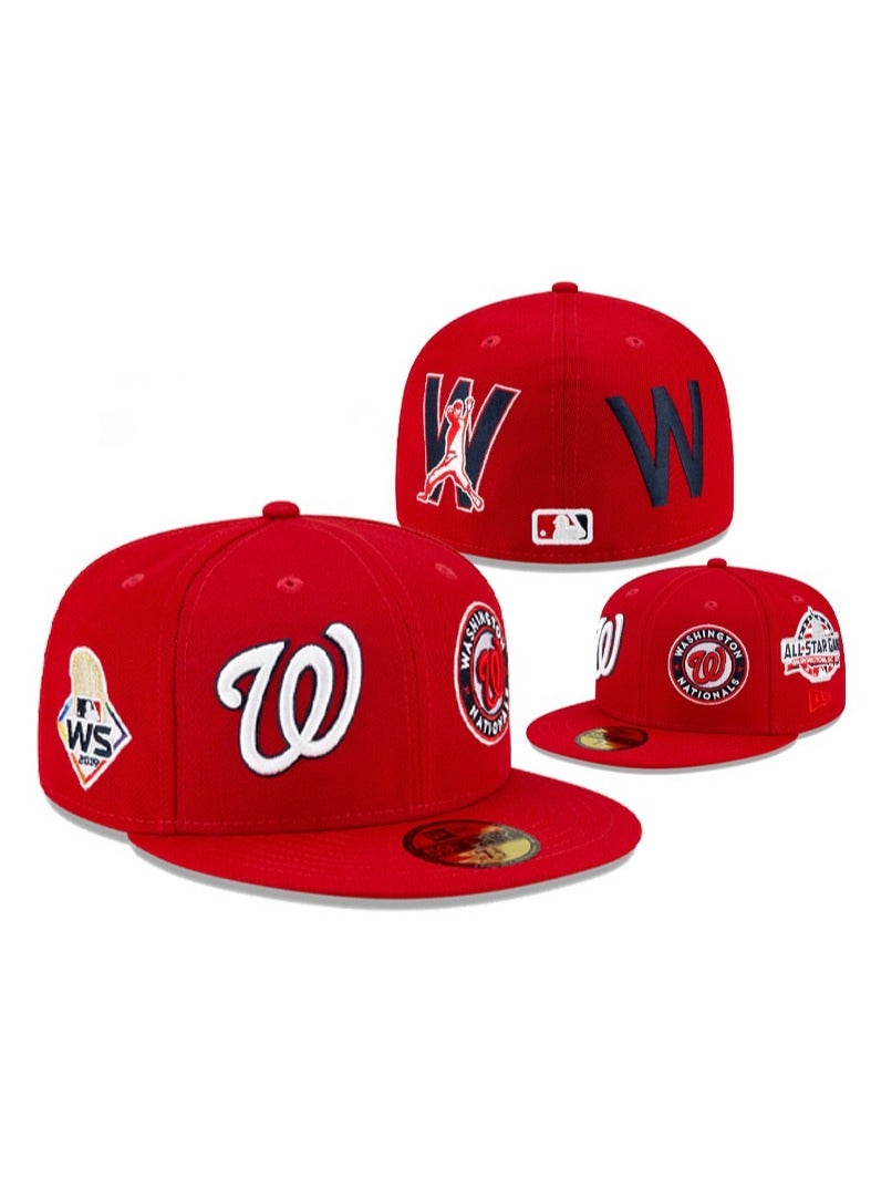 NEW ERA Washington Nationals Red Flat - Brim Baseball Cap, Multi - Team - Logo Embroidered Style - 58.7cm 