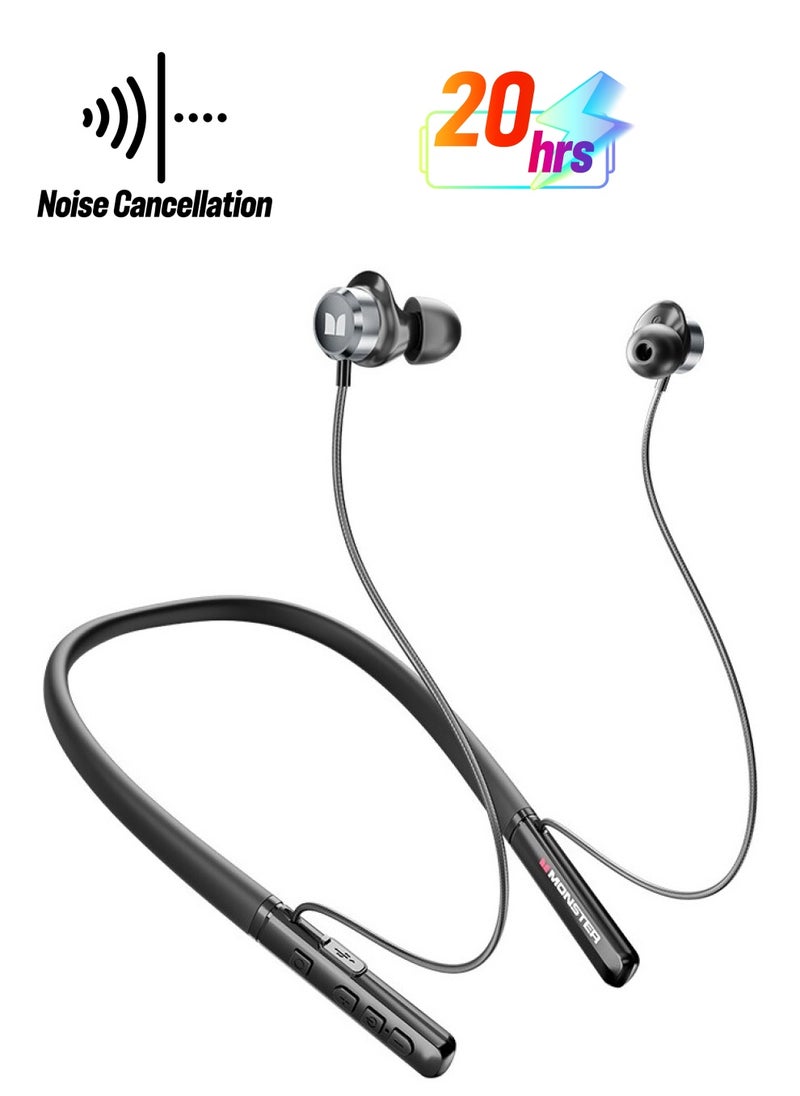 Monster AIRMARS SG03 Pro Neckband Wireless Gaming Headphones with Noise Reduction & Built-in Microphone, Black  - Image 1