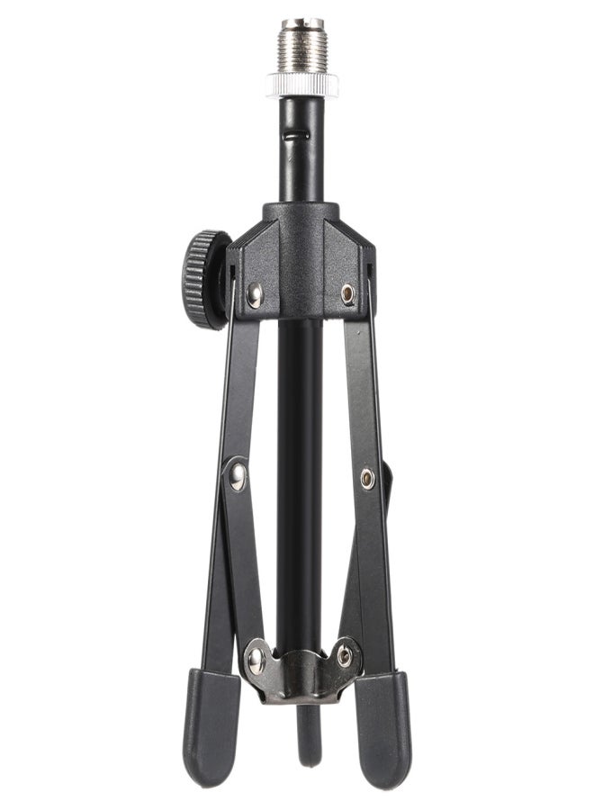 ammoon MS-12 Mini Foldable Adjustable Desktop Microphone Stand Tripod with MC5 Mic Clip Holder Bracket for Meeting Lectures Podcasts - Image 2
