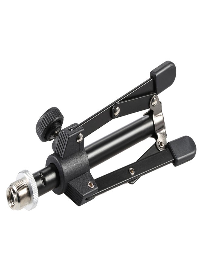 ammoon MS-12 Mini Foldable Adjustable Desktop Microphone Stand Tripod with MC5 Mic Clip Holder Bracket for Meeting Lectures Podcasts - Image 3