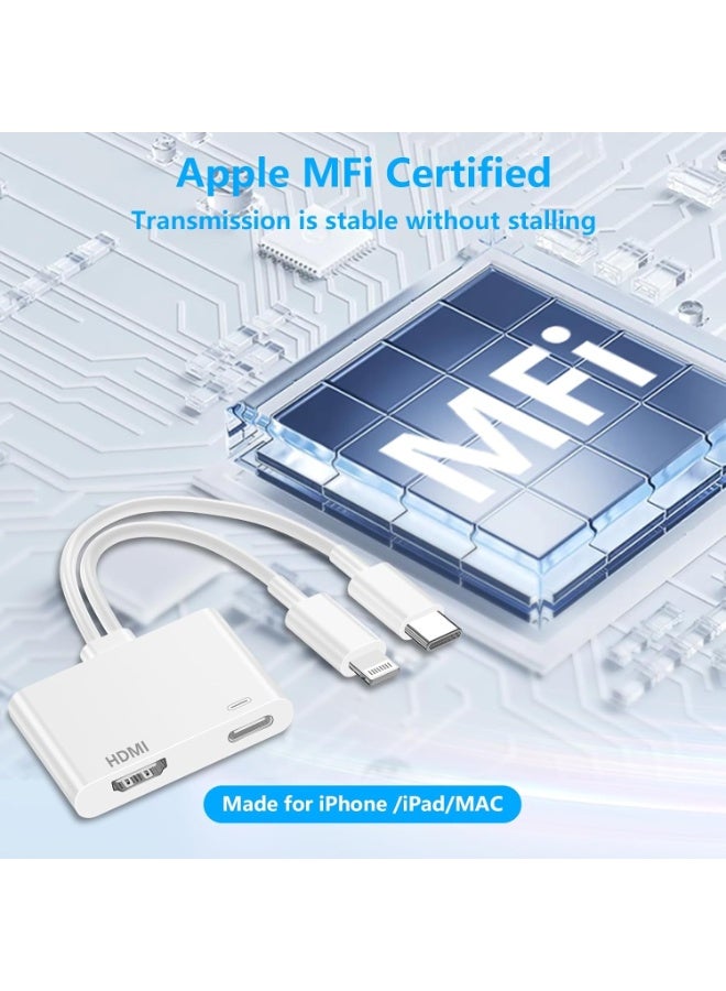 محول Lightning و USB-C إلى HDMI لـ iPhone و iPad إلى التلفزيون، محول رقمي AV من Apple لمزامنة الشاشة بدقة 4K@60Hz، لهواتف iPhone 17/16/15/14/13/12 وأجهزة MacBook، للاستخدام مع التلفزيون / جهاز العرض / الشاشة. - Image 5