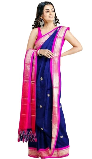 Florely Women's Paithani Cotton Silk Saree With Unstiched Blouse Piece - Image 4
