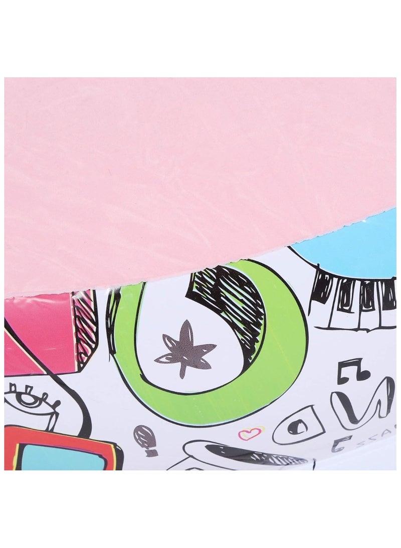 Generic Pink Inflatable Lounge Chair with Ottoman Graffiti Design  - Image 2