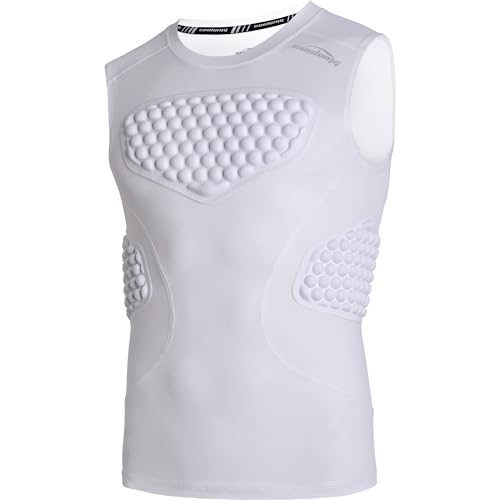 COOLOMG Youth Baseball Padded Shirt Kids Chest Protector Rib Heart Guard Sternum Protection for Football Softball Lacrosse Goalies Pure White M - Image 1