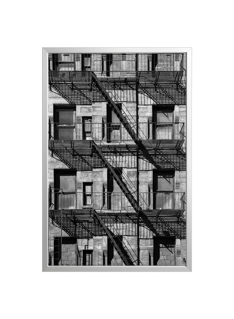 IKEA FRAKTA Picture with frame - balconies/aluminium-colour - 78x118 cm - Image 1