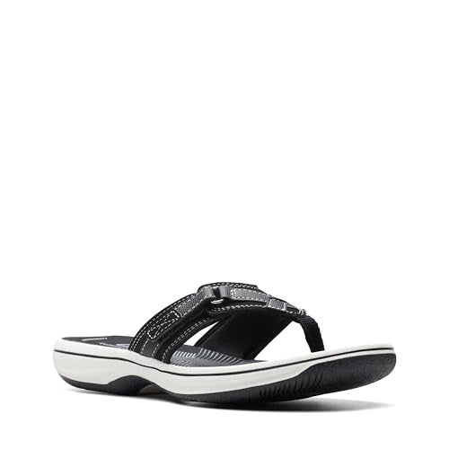 Clarks Women's Breeze Sea Flip-Flop, Black Synthetic, 10 - Image 3