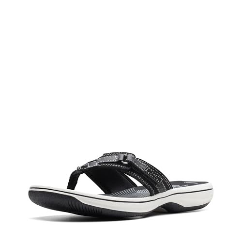Clarks Women's Breeze Sea Flip-Flop, Black Synthetic, 10 - Image 1