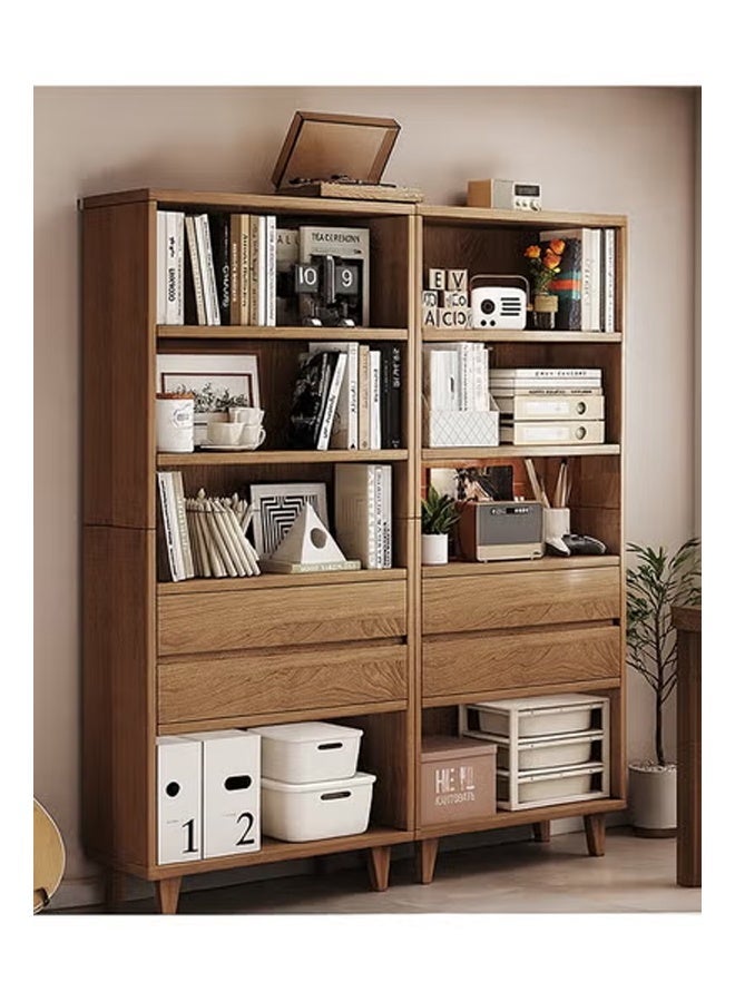 keke Nordic Solid Wood Bookcase Floor Standing Study Cabinet Bookshelf for Bedroom Living Room and Student Storage - Image 1