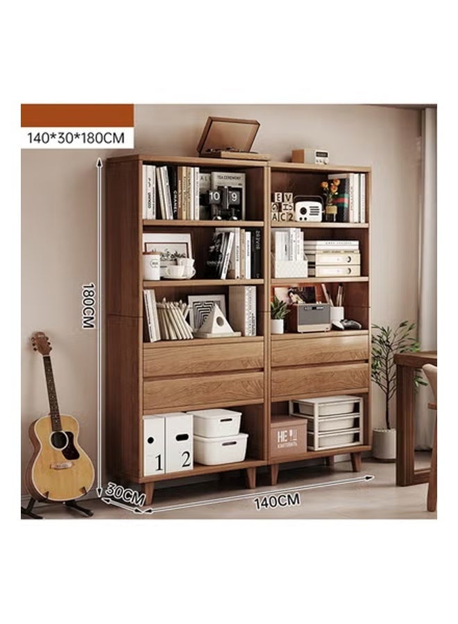 keke Nordic Solid Wood Bookcase Floor Standing Study Cabinet Bookshelf for Bedroom Living Room and Student Storage - Image 2