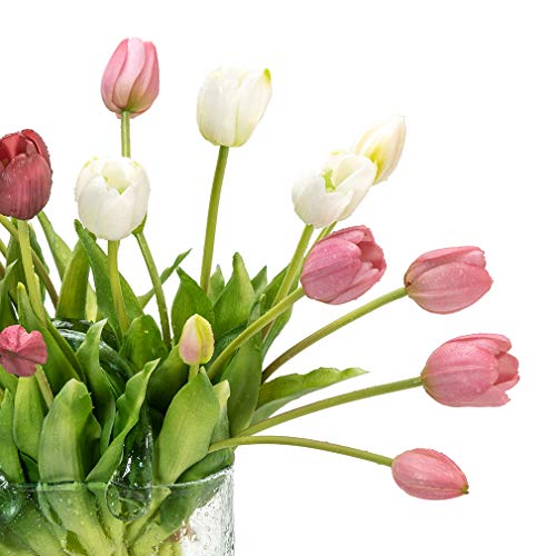 DUYONE 15pcs Artificial Tulips Flowers, Real Touch Latex Bouquet, Fake Tulips for Office Wedding Party Home Kitchen Garden Decoration(Deep Purple,15pcs) - Image 5