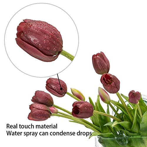 DUYONE 15pcs Artificial Tulips Flowers, Real Touch Latex Bouquet, Fake Tulips for Office Wedding Party Home Kitchen Garden Decoration(Deep Purple,15pcs) - Image 3