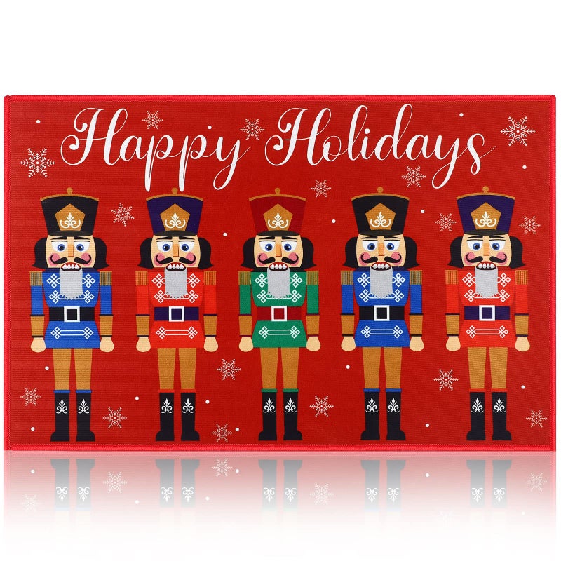 Minatee Nutcracker Doormat Happy Holidays Doormat Washable Non Slip Floor Rugs Christmas Soldier Floor Mat for Front Porch Door Bathroom 24 x 16 InchesClassic Style