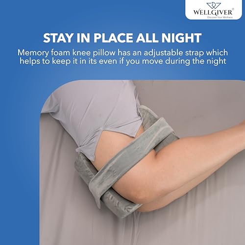 WELLGIVER Orthopedic Memory Foam Knee and Leg Pillow for Men and Women - Supports Knock Knees, Calves, and Thighs, Elevates Legs - (Gray-Pack of 1) - Image 3