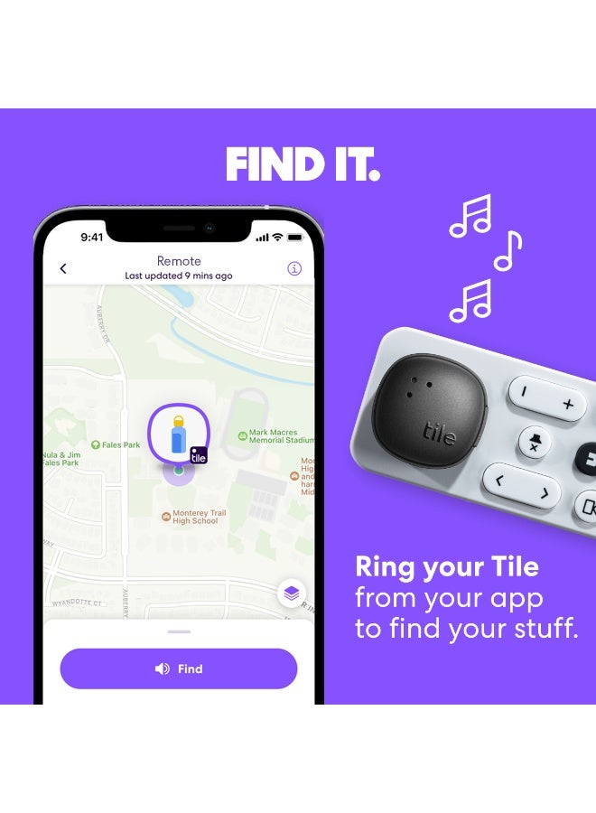 tile Sticker - Small Bluetooth Tracker, Remote Finder and Item Locator for Bikes, Glasses and More. Both iOS and Android Compatible. Phone Finder. 2-Pack black - Image 4