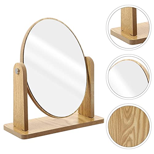 SOHAM SHREE ® Wooden Tabletop Makeup Mirror Vanity Table Stand Mirror Swivel Bamboo Mirror for Bedroom Bathroom Desk 360 Degree rotatable Cosmetic Mirror for Makeup | (Round) - Image 5