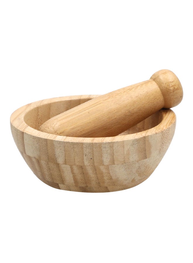 Bien Servi Eco Friendly Bamboo Mortar and Pestle Set Brown 5 x 13 x 13 cm G19-TX011 - Image 1