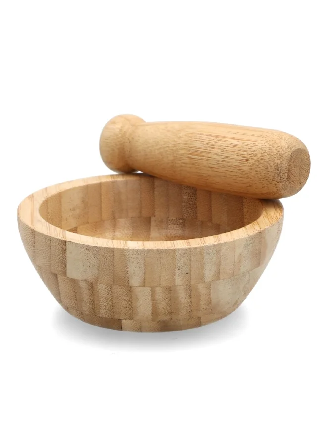 Bien Servi Eco Friendly Bamboo Mortar and Pestle Set Brown 5 x 13 x 13 cm G19-TX011