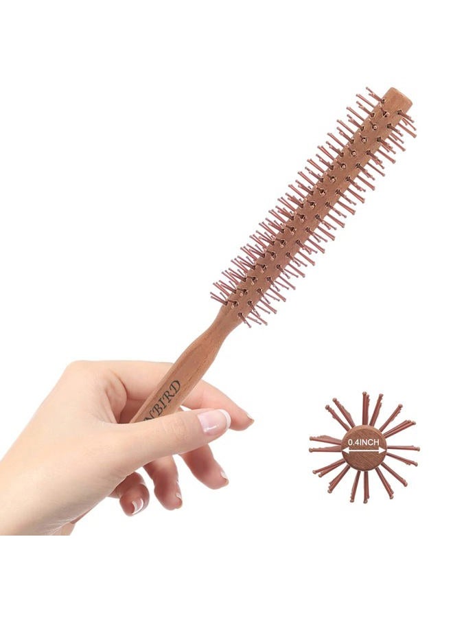 SUNBIRD فرشاة شعر صغيرة دائرية بقطر 1.1 بوصة شعيرات نايلون، لتجفيف وتصفيف الشعر القصير للرجال والنساء - Image 1