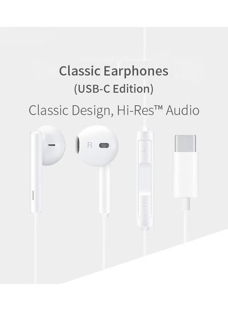 Honor AM33R Classic White Type-C Wired Earbuds - Hi-Res Certified High Fidelity Sound, In-Line Mic & Controls, Comfortable Half-In-Ear Fit, Instant Plug-and-Play Compatibility WHITE - Image 4