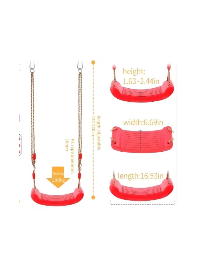 Kids Swing Flying Toy Garden Swing Kids Hanging Seat Toys with Height Adjustable Ropes Indoor Outdoor Toys Rainbow Curved Board - Image 2