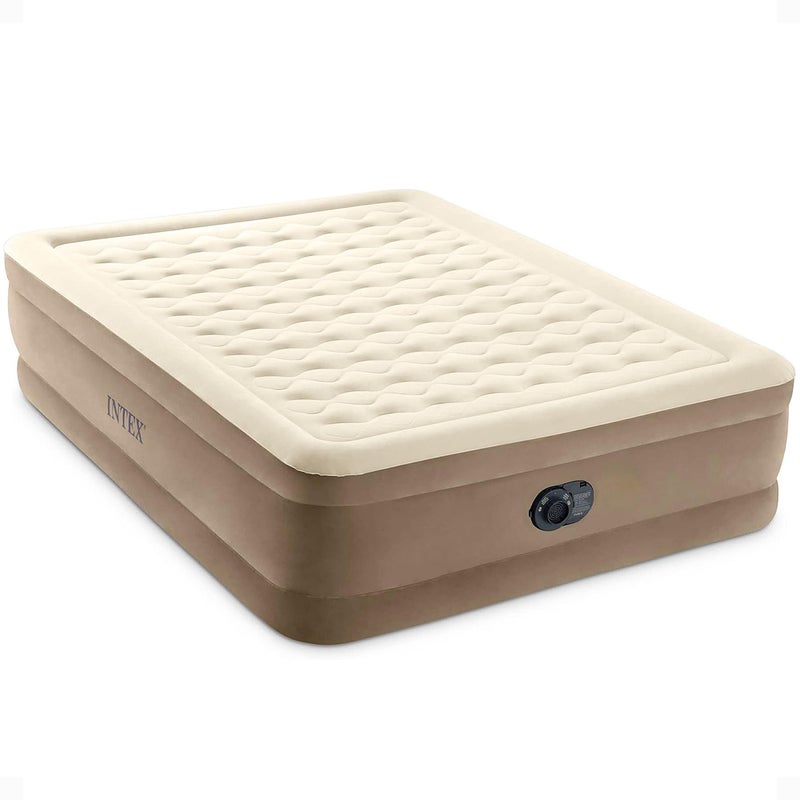 Intex Dura-Beam Deluxe Ultra Plush Air Mattress - Fiber-Tech â€“ Built-in Electric Pump â€“ 18in Bed Height â€“ 600lb Weight Capacity â€“ Queen Size - Image 1