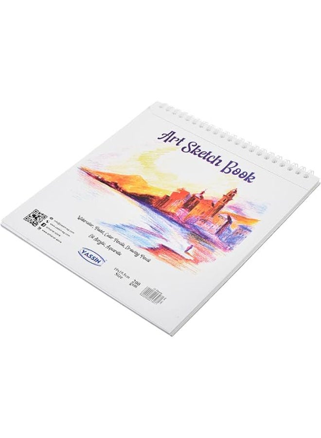 ياسين دفتر رسم أبيض، ١٢ ورقة، ١٩×١٥ سم، مُغلّف بسلك، للفنون الإبداعية والرسم - Image 2