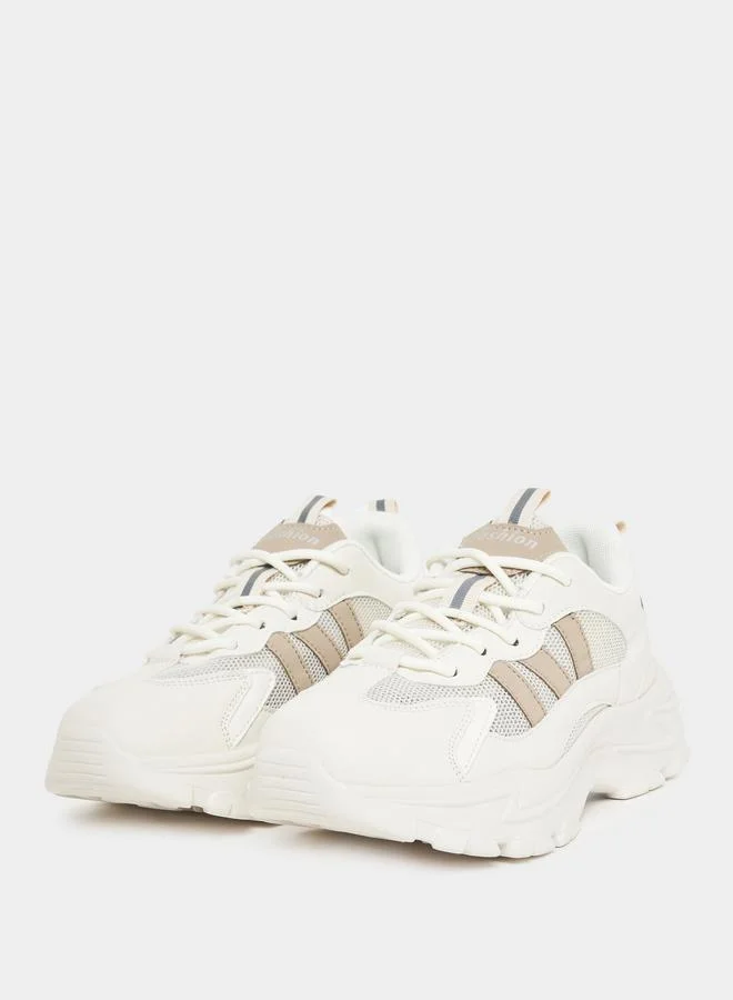 Styli Textured Mesh Upper Chunky Sneakers