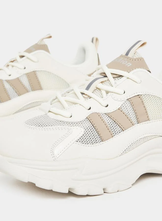 Styli Textured Mesh Upper Chunky Sneakers