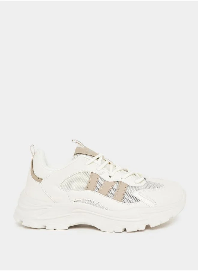 Styli Textured Mesh Upper Chunky Sneakers