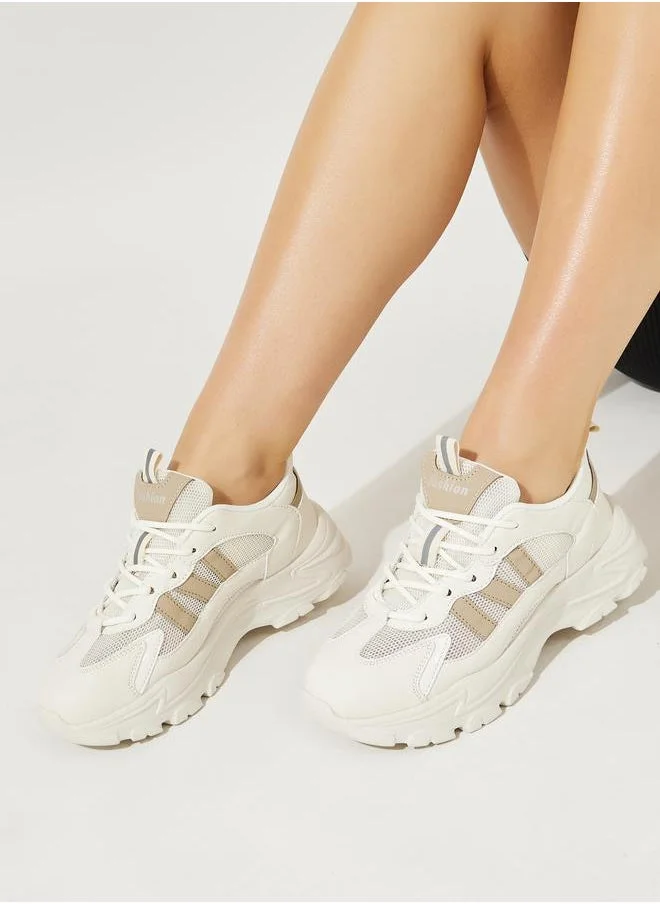Styli Textured Mesh Upper Chunky Sneakers