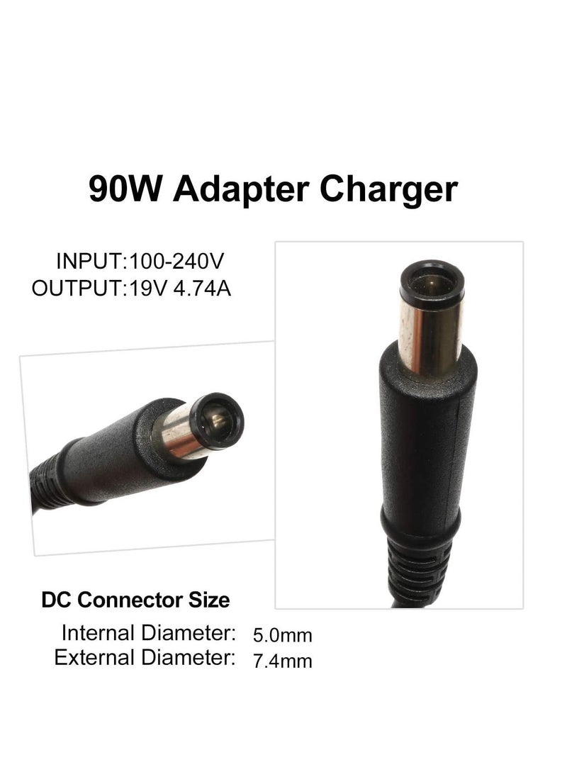 RDN - Replacement 19V 4.74A 90W Laptop Charger for HP Pavilion All-in-One Desktop, For HP Elitebook 8440P 8460P 8470P 8530P 8540P 8560P 8570P 2540P 2560P Power Adapter Cord Supply, 7.4x5.0mm - Image 1