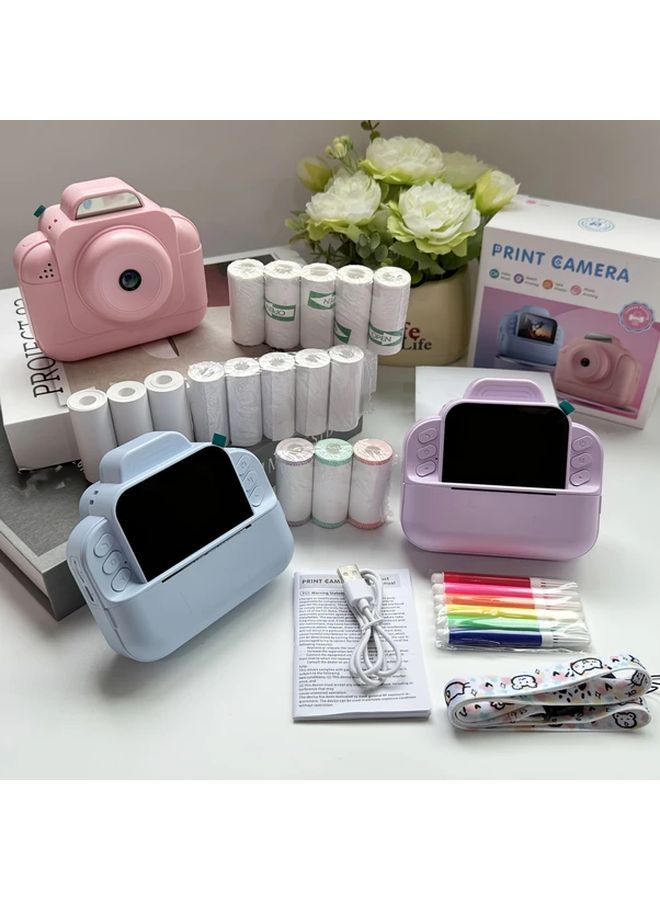 Purple Instant Print Camera Bundle With 8 Rolls Photo Paper MP3 Player HD Printer - Image 3