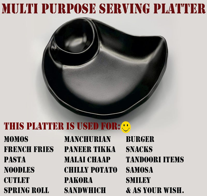 ZIDO Pack of 2 Exclusive Multi-Purpose Serving Platter for All Type of Snacks Like Burger, Noodles, Pasta, French Fries, Chilly Potato, Momos, Samosa, Paneer Tikka, Tandoori Items and as Your Wish. - Image 5