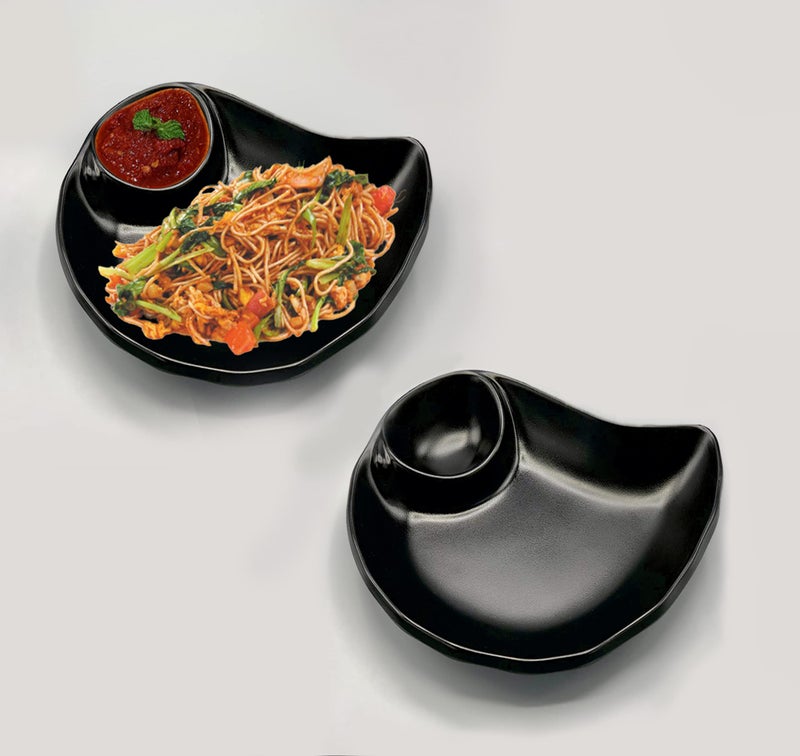 ZIDO Pack of 2 Exclusive Multi-Purpose Serving Platter for All Type of Snacks Like Burger, Noodles, Pasta, French Fries, Chilly Potato, Momos, Samosa, Paneer Tikka, Tandoori Items and as Your Wish. - Image 1