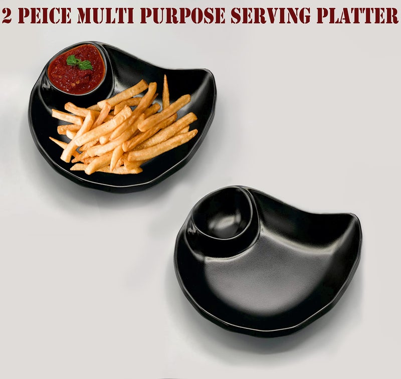 ZIDO Pack of 2 Exclusive Multi-Purpose Serving Platter for All Type of Snacks Like Burger, Noodles, Pasta, French Fries, Chilly Potato, Momos, Samosa, Paneer Tikka, Tandoori Items and as Your Wish. - Image 4