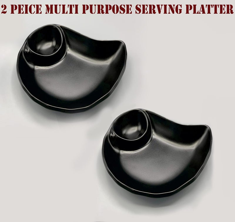 ZIDO Pack of 2 Exclusive Multi-Purpose Serving Platter for All Type of Snacks Like Burger, Noodles, Pasta, French Fries, Chilly Potato, Momos, Samosa, Paneer Tikka, Tandoori Items and as Your Wish. - Image 2