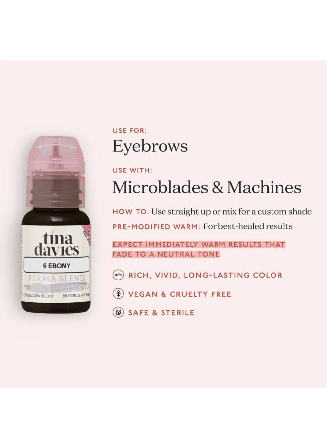 Perma Blend Tina Davies Ink Brow Pigments Ebony Unleash Your Creativity With High-Quality, Bold Pigments For Stunning Brows 15ml  - Image 2
