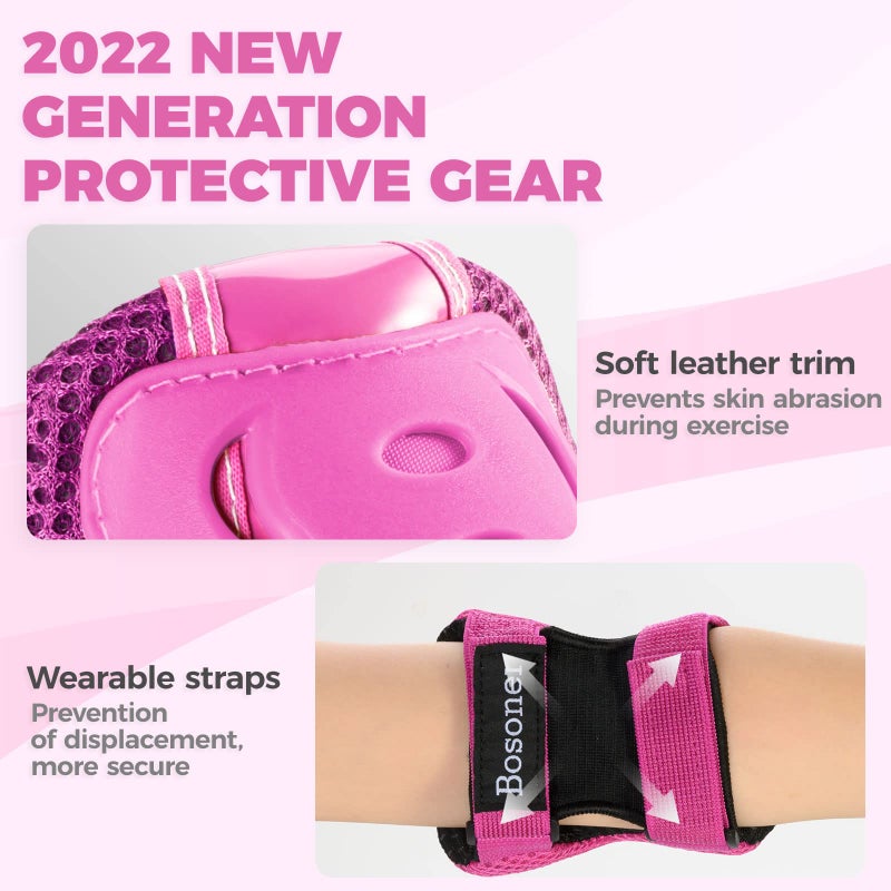 BOSONER Kids/Youth Knee Pad Elbow Pads Guards Protective Gear Set for Roller Skates Cycling BMX Bike Skateboard Inline Skatings Scooter Riding Sports - Image 4