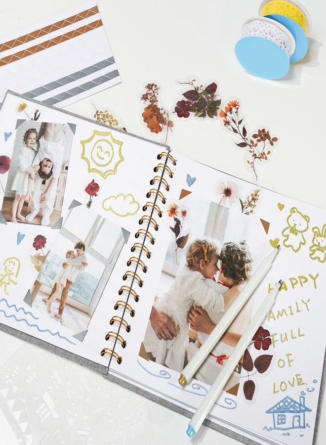Vienrose 8x8 Inch Scrapbook DIY Small Hardcover Kraft White Pages Scrapbook Photo Album Linen Cover Scrap Book Photo Albums Scrapbooking Supplies Kit for Couple Family Wedding Travel - Image 2