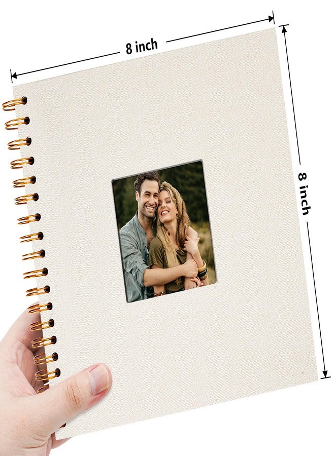 Vienrose 8x8 Inch Scrapbook DIY Small Hardcover Kraft White Pages Scrapbook Photo Album Linen Cover Scrap Book Photo Albums Scrapbooking Supplies Kit for Couple Family Wedding Travel - Image 4