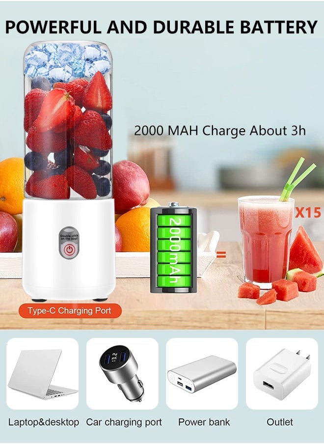 SUCITY - Portable Blender-Personal Blender Juicer Cup Type-C Rechargeable-Mini Handheld Blender with 6 Blades-Mixer for Fruit Shakes and Smoothies-Portable Juicer for Home Outdoor - Image 1