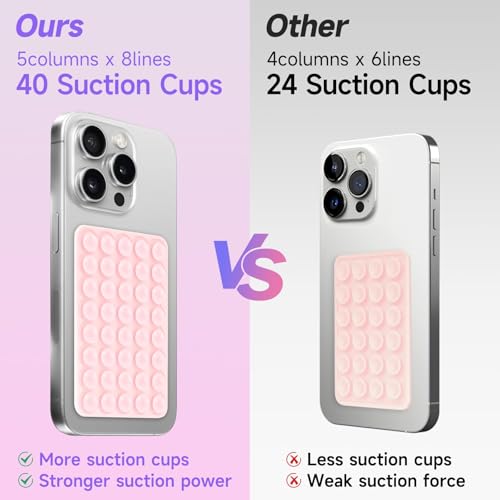 Yojaro Silicone Suction Phone Case Mount, Non Slip Suction Cup Phone Holder for Selfies and Videos, Silicon Adhesive Phone Stand Sticky for Cell Phone Light Pink - Image 4
