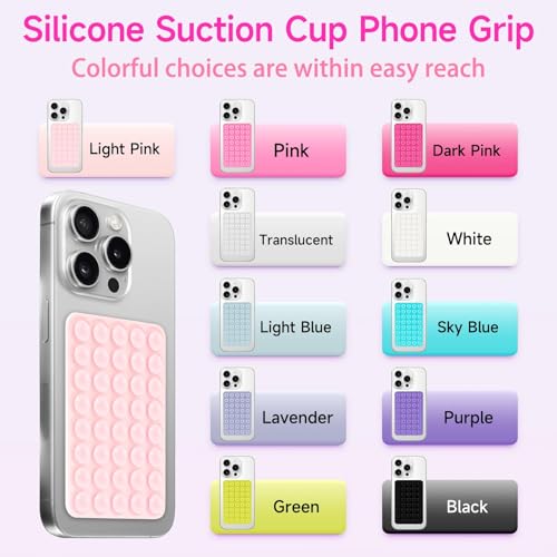 Yojaro Silicone Suction Phone Case Mount, Non Slip Suction Cup Phone Holder for Selfies and Videos, Silicon Adhesive Phone Stand Sticky for Cell Phone Light Pink - Image 2