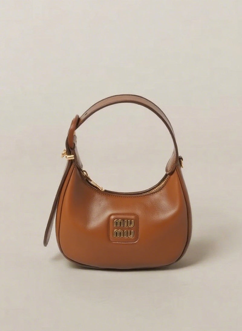 Miu Miu Women's leather shoulder bag tote bag underarm bag moon bag small shoulder bag crossbody bag versatile handbag - Image 1