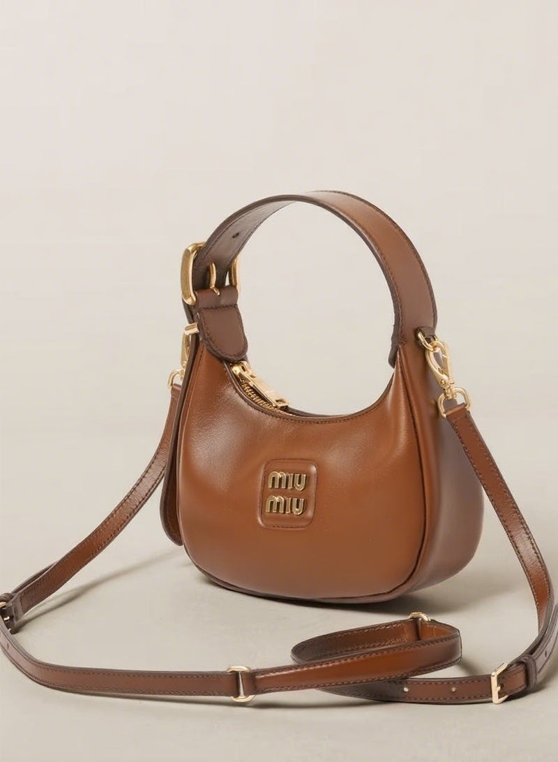Miu Miu Women's leather shoulder bag tote bag underarm bag moon bag small shoulder bag crossbody bag versatile handbag - Image 2