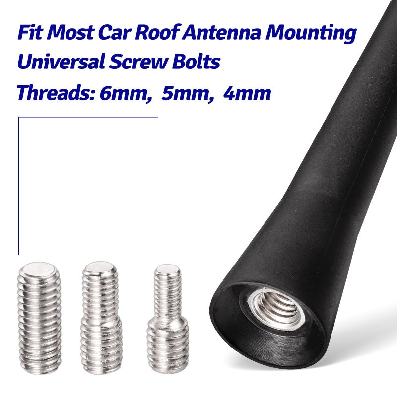 Bingfu Car Radio Short Rubber Antenna Mast [ONLY for Roof-Mounted] [2.5 inch] Vehicle FM AM Stereo Universal Roof-Mounted Antennas - NOT a Replacement for Shark Fin Antenna - Image 2