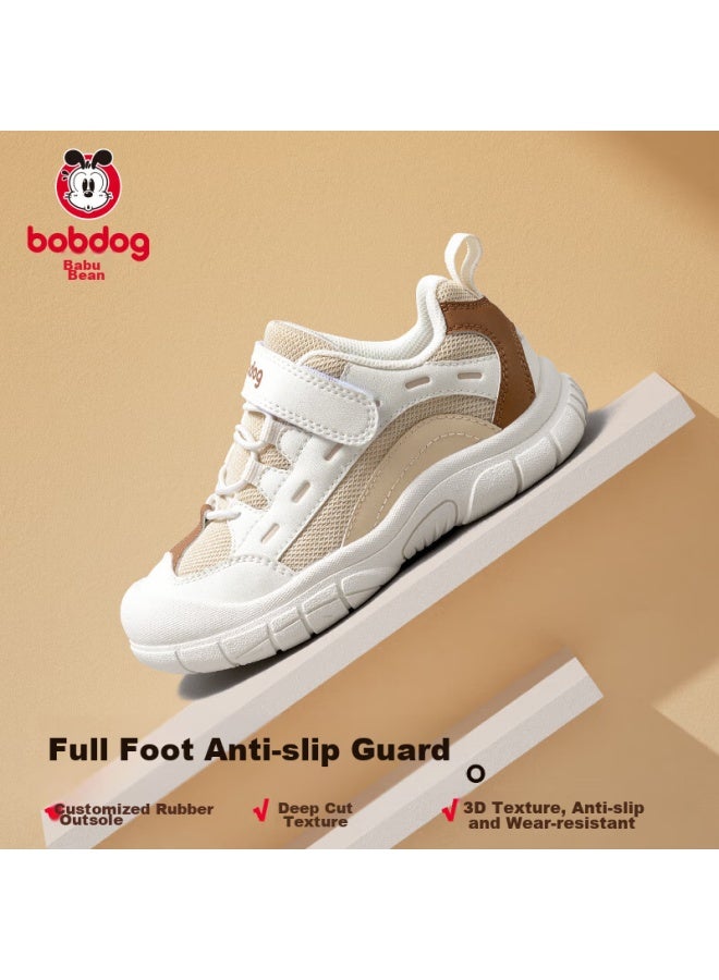 Babu Bean Babbudou Children's Sports Shoes, Breathable, Soft-soled Running Shoes For Boys And Girls, Autumn Style, Toddler Walking Shoes, Light Beige, Size 25 - Image 3