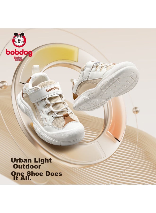 Babu Bean Babbudou Children's Sports Shoes, Breathable, Soft-soled Running Shoes For Boys And Girls, Autumn Style, Toddler Walking Shoes, Light Beige, Size 25 - Image 2