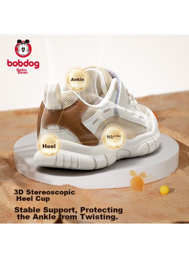 Babu Bean Babbudou Children's Sports Shoes, Breathable, Soft-soled Running Shoes For Boys And Girls, Autumn Style, Toddler Walking Shoes, Light Beige, Size 25 - Image 4