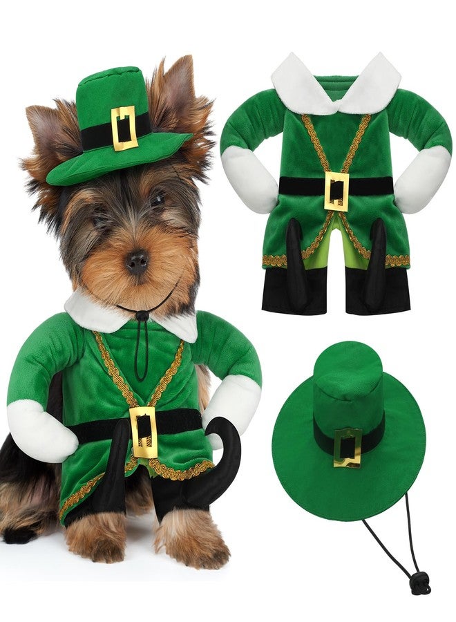 Hollowfly St. Patrick's Day Dog Costume Walking Leprechaun Dog Costume Irish Funny Pet Outfit with Arms Irish Holiday Day Outfit Accessories for Cat Doggy Pet(S) - Image 1